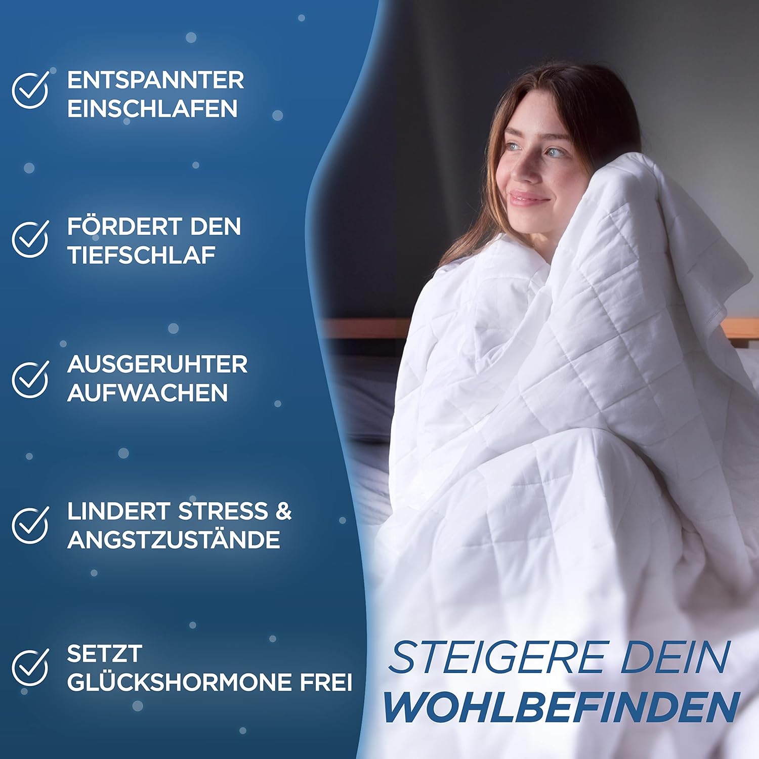 Samthus Gewichtsdecke 135 x 200 cm, 8 kg, Öko-Tex-zertifiziert, Entspannungsdecke, 100 % Baumwolle, schwere Anti-Stress- & Therapiedecke, besser schlafen mit unserer schweren Bettdecke, Gewichtsdecke – Bild 3