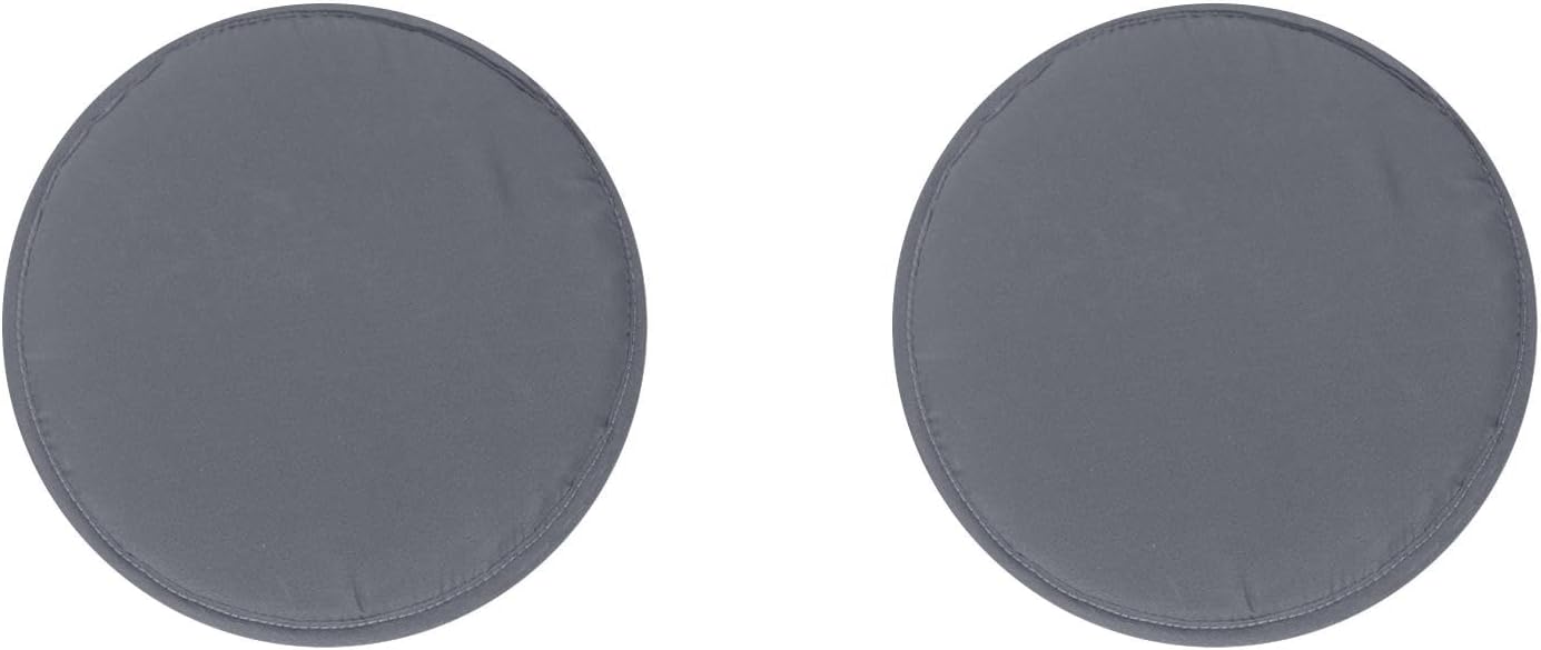 Set mit 2 tragbaren runden Sitzkissen, 30 x 30 x 2 cm, Memory-Schaum mit Riemen, rutschfest, gemütlich, abnehmbar, waschbar, Perlbaumwoll-Stuhlkissen für Wohnzimmer, Küche, Konferenzraum, Garten, 2er-Set, dunkelgrau
