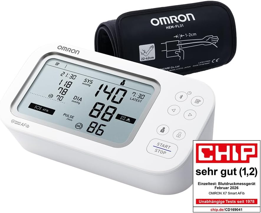 OMRON X7 Smart AFib Oberarm-Blutdruckmessgerät | Vorhofflimmern-Screening zu Hause Blutdruckkontrolle | Klinisch validiert | 2 Benutzer | Intelli Wrap-Manschette 22–42 cm | Kostenlose App – Bild 2