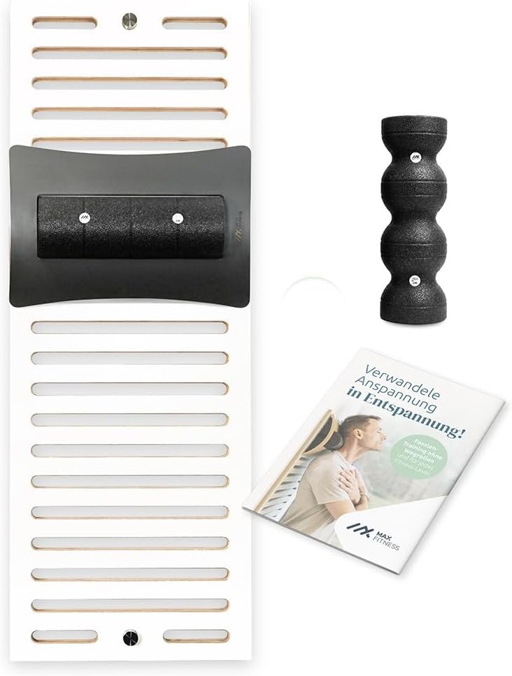 MaxFitness – Faszienrollen-Set mit Wandhalterung Performance – inklusive LeanBoard & PickUp – 2 Schaumstoffrollen gegen Schmerzen (Rollenhalter Anthrazit/Wandhalterung weiß, Faszien-Set Performance)