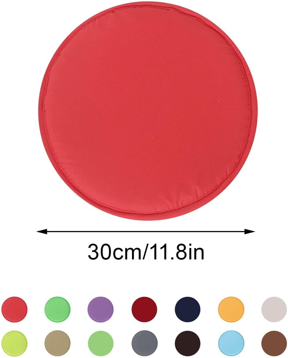 Set mit 2 tragbaren runden Sitzkissen, 30 x 30 x 2 cm, Memory-Schaum mit Riemen, rutschfest, gemütlich, abnehmbar, waschbar, Perlbaumwoll-Stuhlkissen für Wohnzimmer, Küche, Konferenzraum, Garten, 2er-Set, dunkelgrau – Bild 7