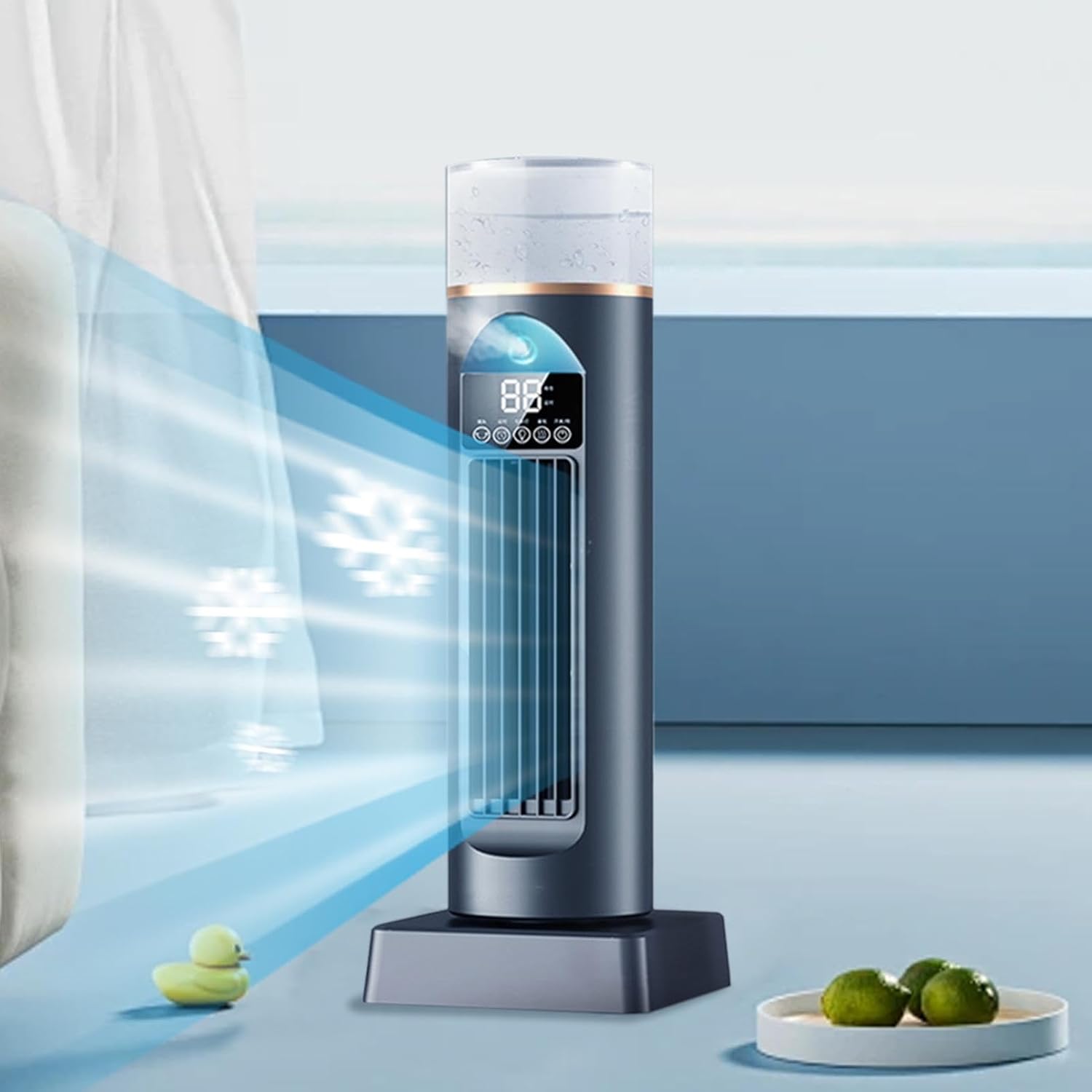 Turmventilator Luftkühler, leise, Luftbefeuchter, 230 ml, 2,5 Stunden, Verdunstungs-Air Cooler, Fernbedienung zum Einstellen der Lüftergeschwindigkeit, und Timer, automatisch – Bild 4