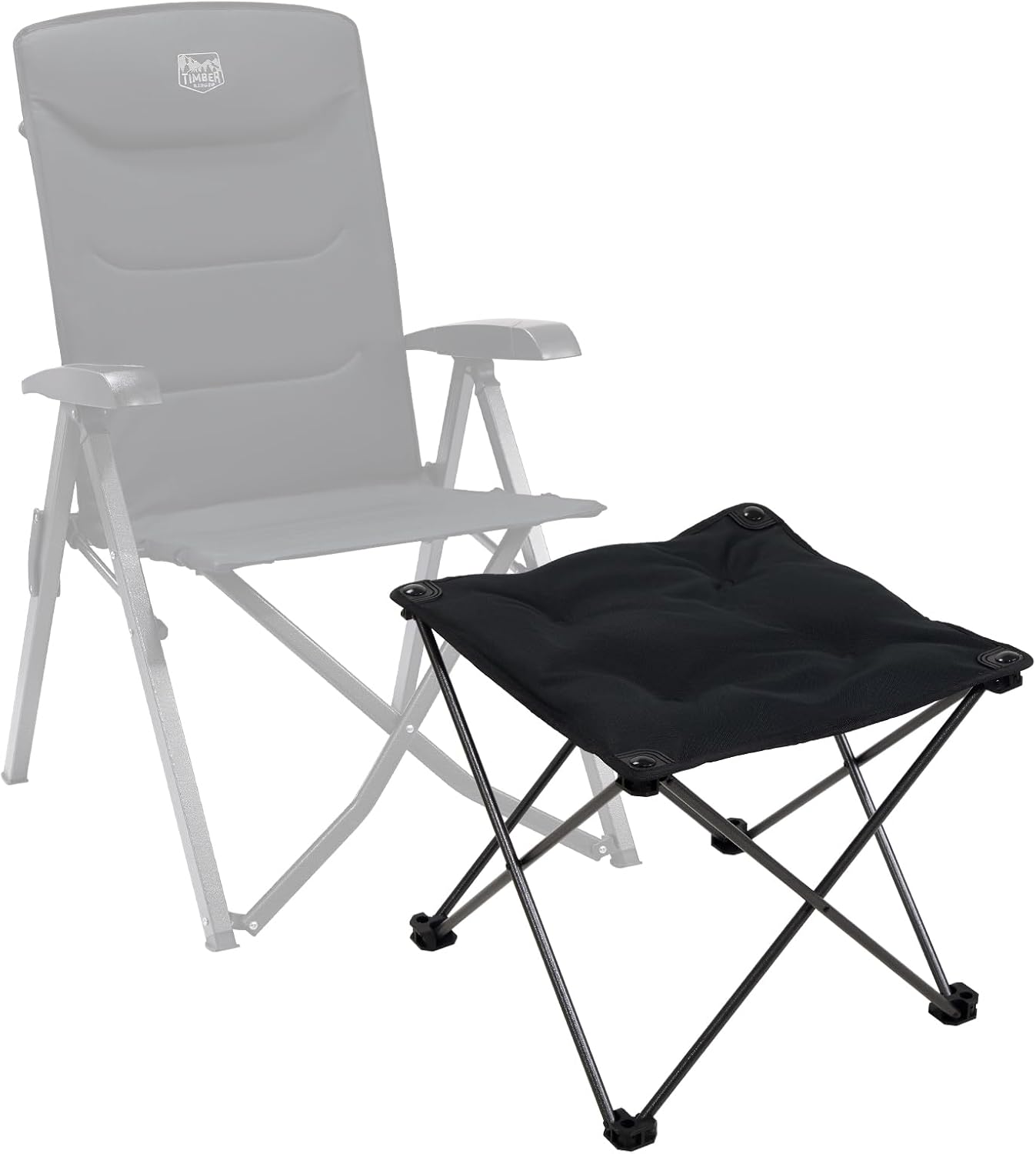 TIMBER RIDGE Klapphocker, Camping-Fußhocker, Höhe von 46 cm, Campinghocker, gepolstert, leicht, tragbar, als Fußstütze für Camping, Garten, Strand, 48 x 48 x 46 cm, maximale Belastung 80 kg