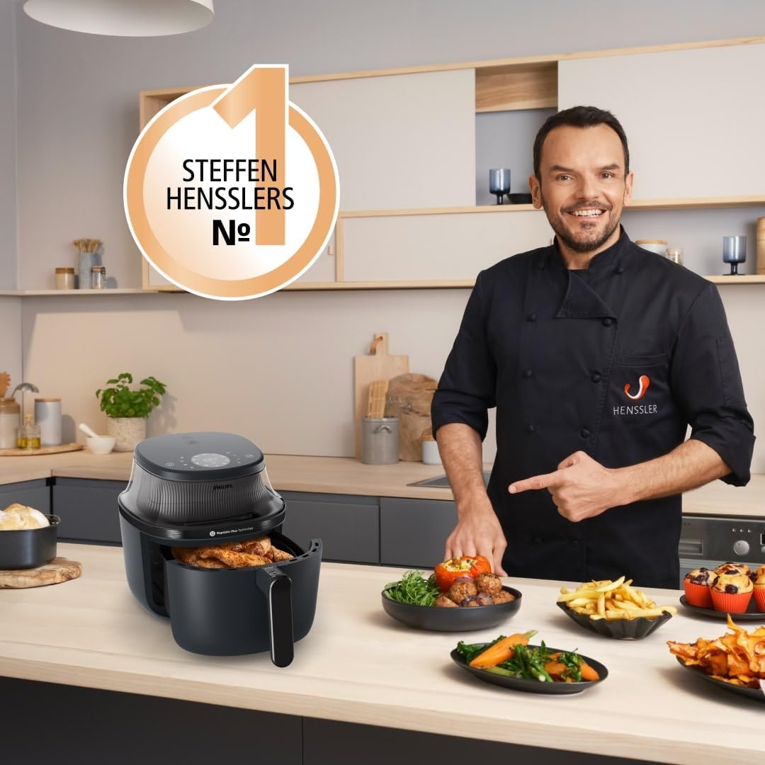 Philips Airfryer 3000 Series Heißluftfritteuse mit 4,2 l, Sichtfenster, 16 Garmethoden, RapidAir Plus-Technologie, Fettentfernung, HomeID-Rezept-App, mühelose Reinigung (NA320/00) – Bild 3