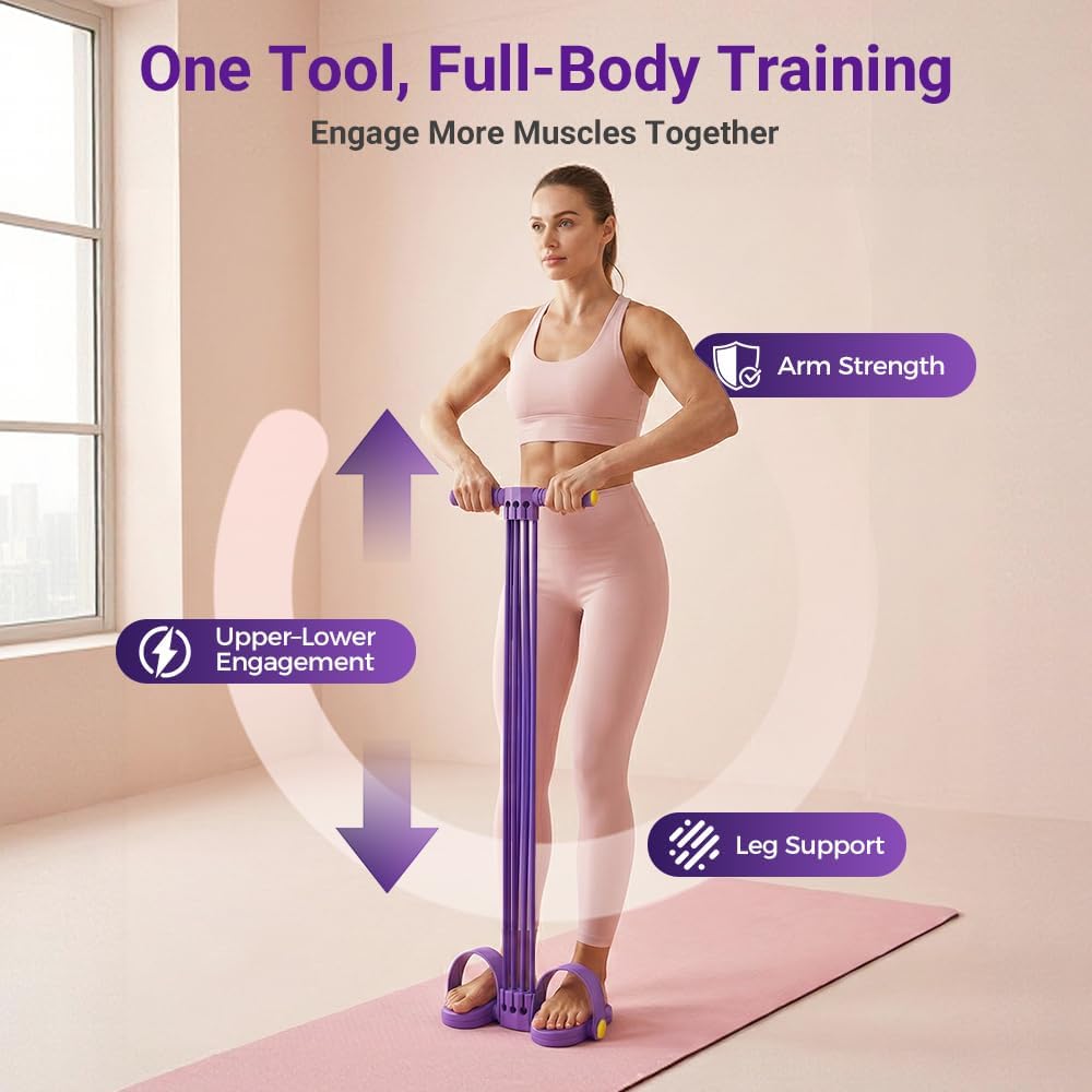 6-Röhren-Pedal-Widerstandsband, 2026 Widerstandsbänder mit Griff, verstellbare Pedal-Widerstandsbänder, Sit-Up-Trainingsgerät, Beintrainer, Po-Trainer, NBR-Röhren, für Yoga, Pilates – Bild 3