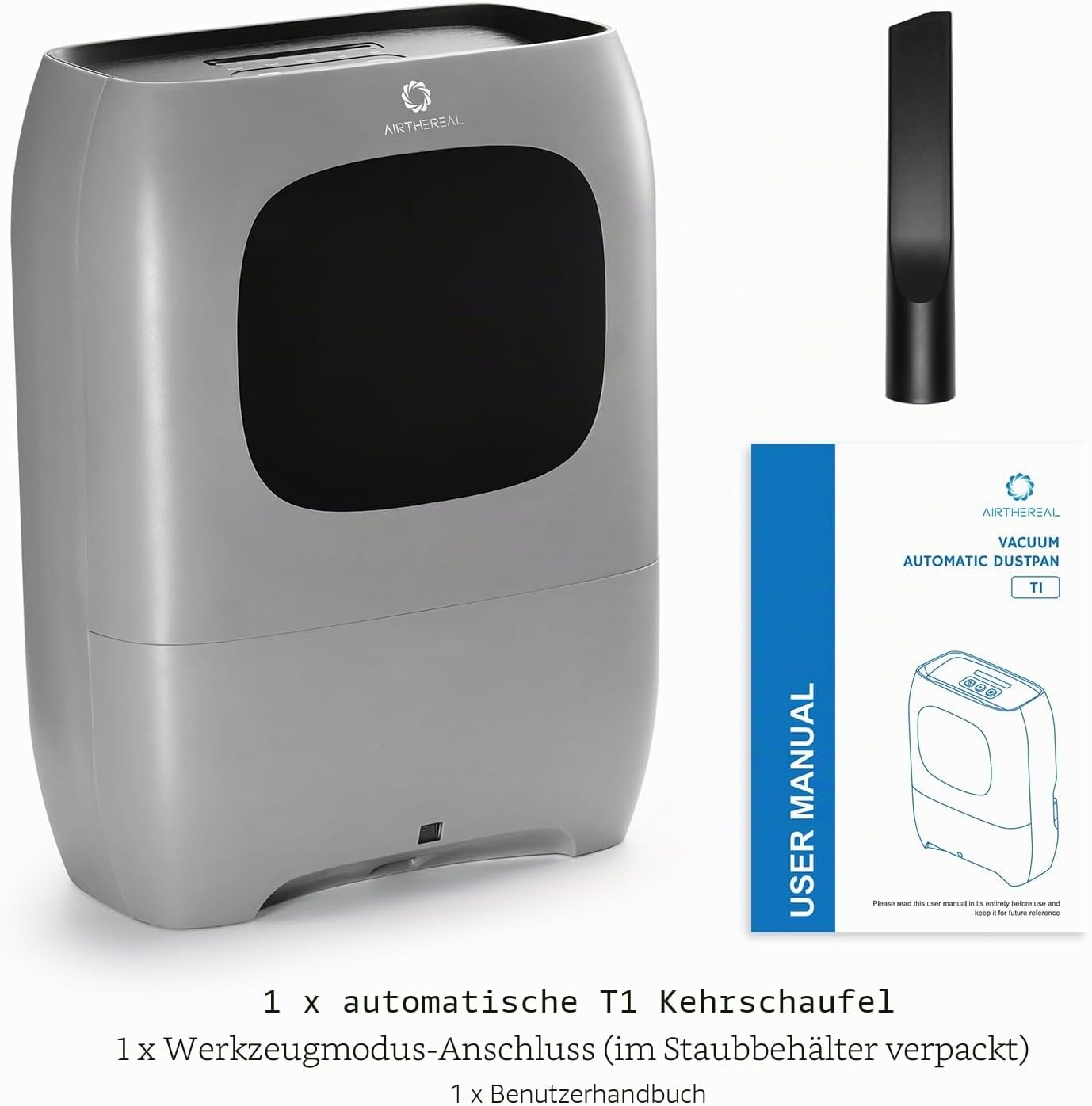 AIRTHEREAL T1 Kehrschaufel mit berührungsloser Saugfunktion, 20 kPa stationärer Staubsauger gegen Tierhaare, 1500 W kabelgebundene Absaugung mit Infrarotsensor, 7 l Staubbehälter, HEPA F8, rückenfreundlich (schwarz) – Bild 8