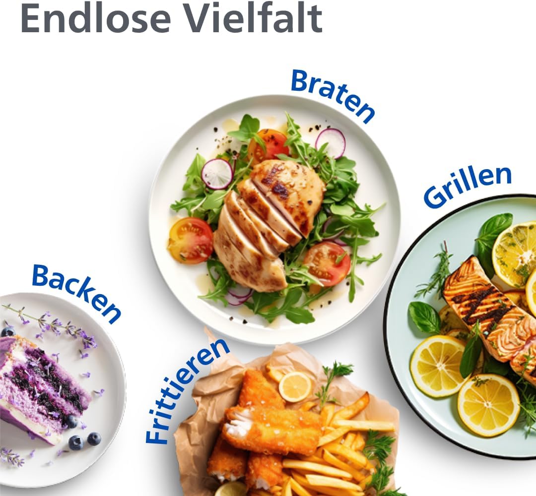 Philips Airfryer 3000 Series Dual Basket, Heißluftfritteuse mit 2 Körben, 9 l Fassungsvermögen (6 l + 3 l), RapidAir Plus-Heißlufttechnologie, 90 % weniger Fett, Rezept-App, spülmaschinenfest, Weiß (NA353/10) – Bild 7