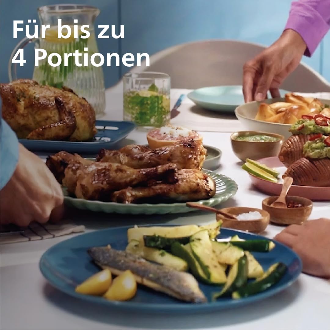 Philips Airfryer 3000 Series Dual Basket, Heißluftfritteuse mit 2 Körben, 9 l Fassungsvermögen (6 l + 3 l), RapidAir Plus-Heißlufttechnologie, 90 % weniger Fett, Rezept-App, spülmaschinenfest, Weiß (NA353/10) – Bild 8