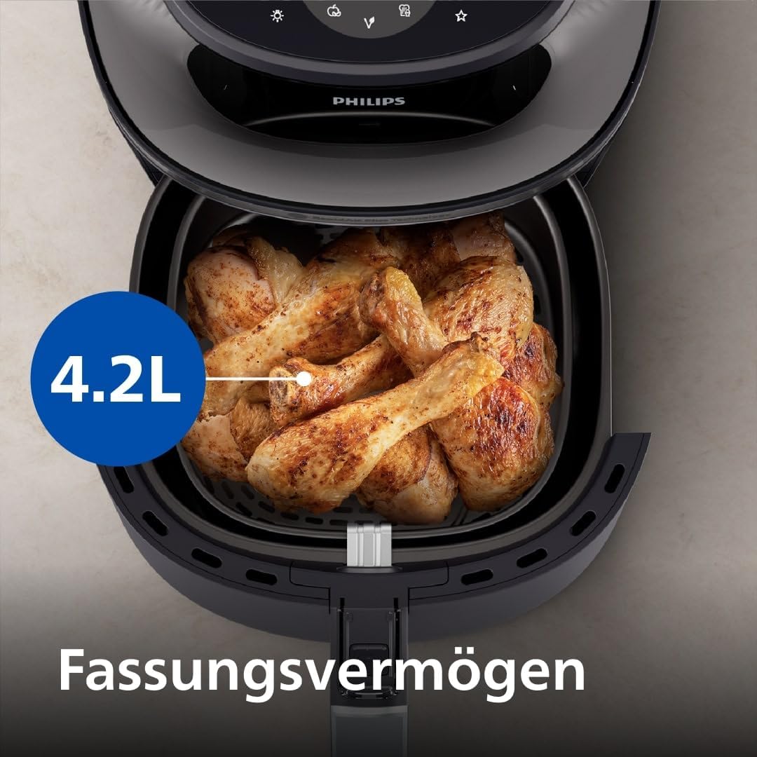 Philips Airfryer 3000 Series Heißluftfritteuse mit 4,2 l, Sichtfenster, 16 Garmethoden, RapidAir Plus-Technologie, Fettentfernung, HomeID-Rezept-App, mühelose Reinigung (NA320/00) – Bild 6