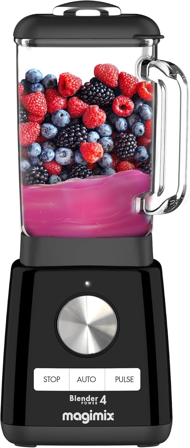 magimix Blender Power 4 Hochleistungs-Standmixer 1300 W, 1,8 L Borosilikatglasbehälter, Smoothie-Mixer für Suppen, Crushed Ice & Frozen Desserts, BPA-frei, Schwarz