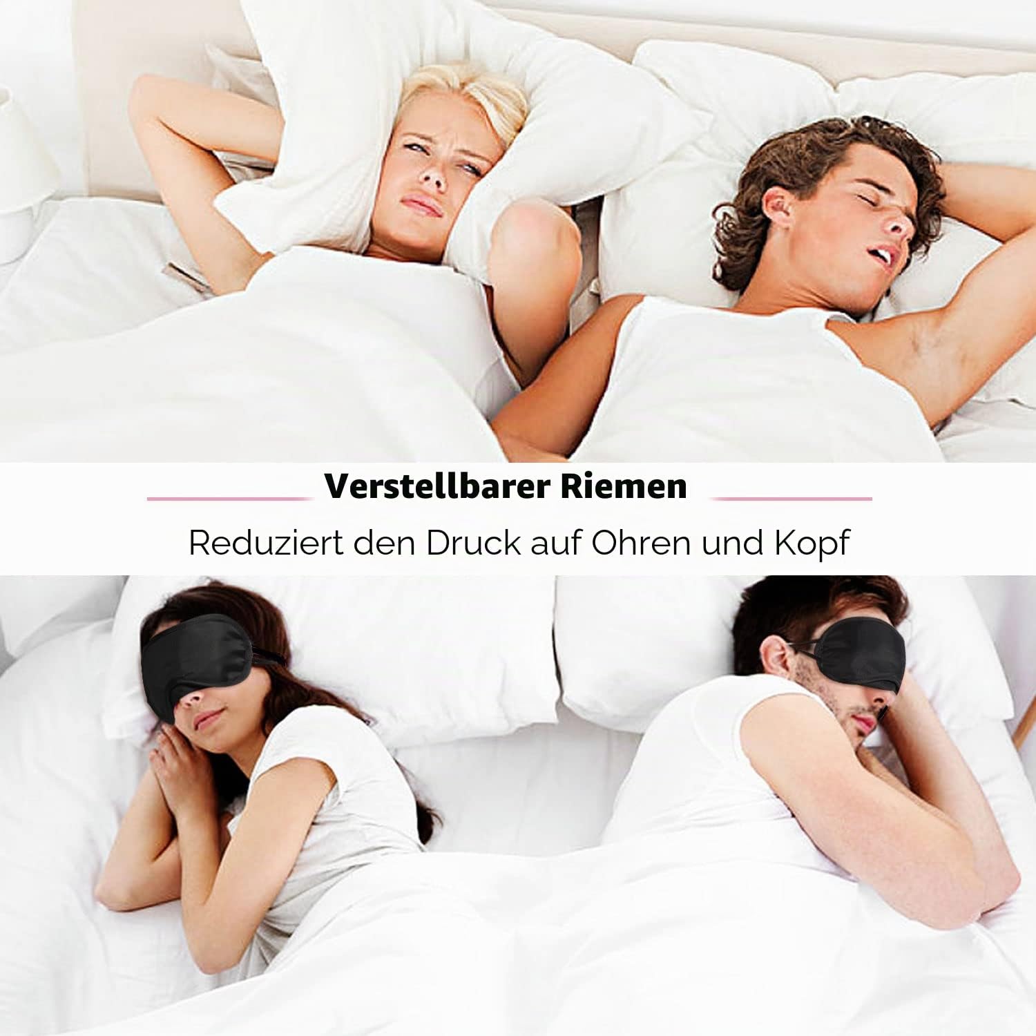 10 Stück Schlafmasken für Seitenschläfer, weiche und atmungsaktive Schlafmaske für Männer und Frauen, lichtblockierende Augenbinde zum Schlafen mit verstellbarem Riemen für Männer, Frauen, Kinder – Bild 4