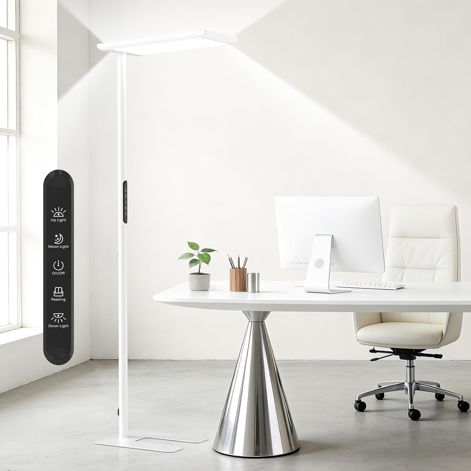 LES FLEURS LED-Büro-Stehleuchte, 196 cm Vollspektrum-Leseleuchte mit Augenschutz, 100 W dimmbare Stehleuchte mit 10100 lm Tageslichtlampe für Wohnzimmer, Schlafzimmer, Arbeitszimmer und Büro – Bild 8