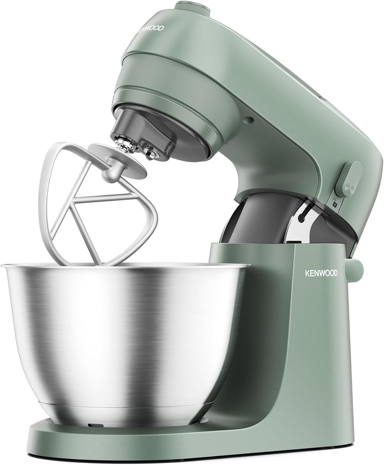 Kenwood Go Kompakte Küchenmaschine zum Backen, platzsparendes Design mit 4L-Schüssel, 3 höhenverstellbare Metall-Rührwerkzeuge, drehbarer Spritzschutz, 6 Ebenen, Tragegriff, 800 W, Grün (KZM35000GR) – Bild 3