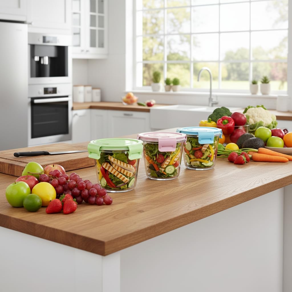 710 ml Glasbehälter mit Deckel, Glas-Vorratsdosen-Set für Lebensmittel, Glas-Suppenbehälter, Meal-Prep-Gläser, spülmaschinenfest, mikrowellen- und gefriergeeignet, BPA-frei (4 Stück) – Bild 6