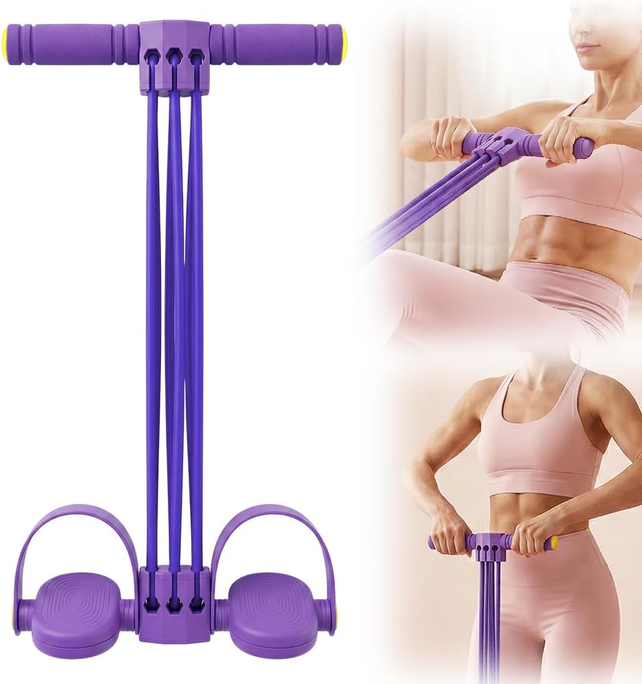 6-Röhren-Pedal-Widerstandsband, 2026 Widerstandsbänder mit Griff, verstellbare Pedal-Widerstandsbänder, Sit-Up-Trainingsgerät, Beintrainer, Po-Trainer, NBR-Röhren, für Yoga, Pilates