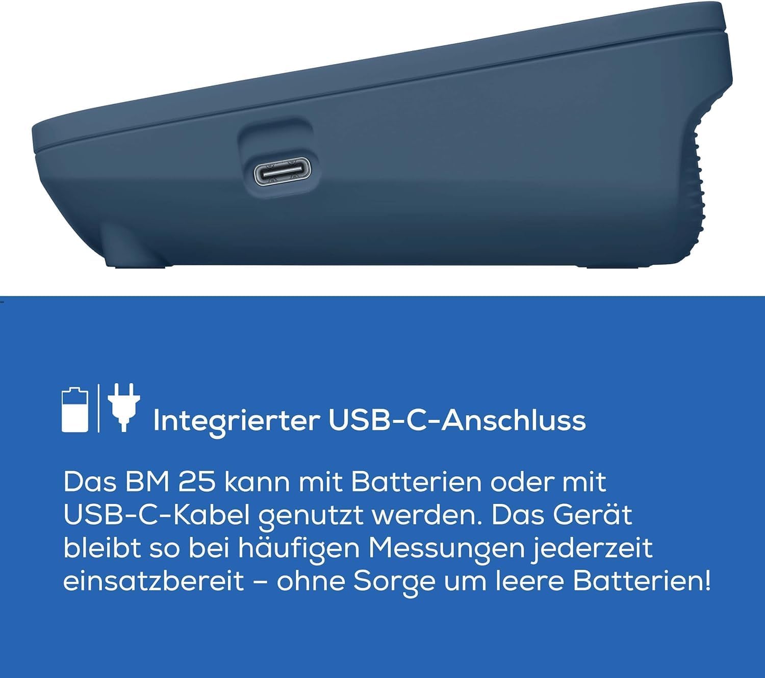 Beurer BM 25 Oberarm-Blutdruckmessgerät, einfache Ein-Knopf-Bedienung, genaue Messung, Arrhythmie-Erkennung, mit USB-C-Anschluss, Manschette, Datenübertragung an Apple Health und Co., Blau – Bild 3