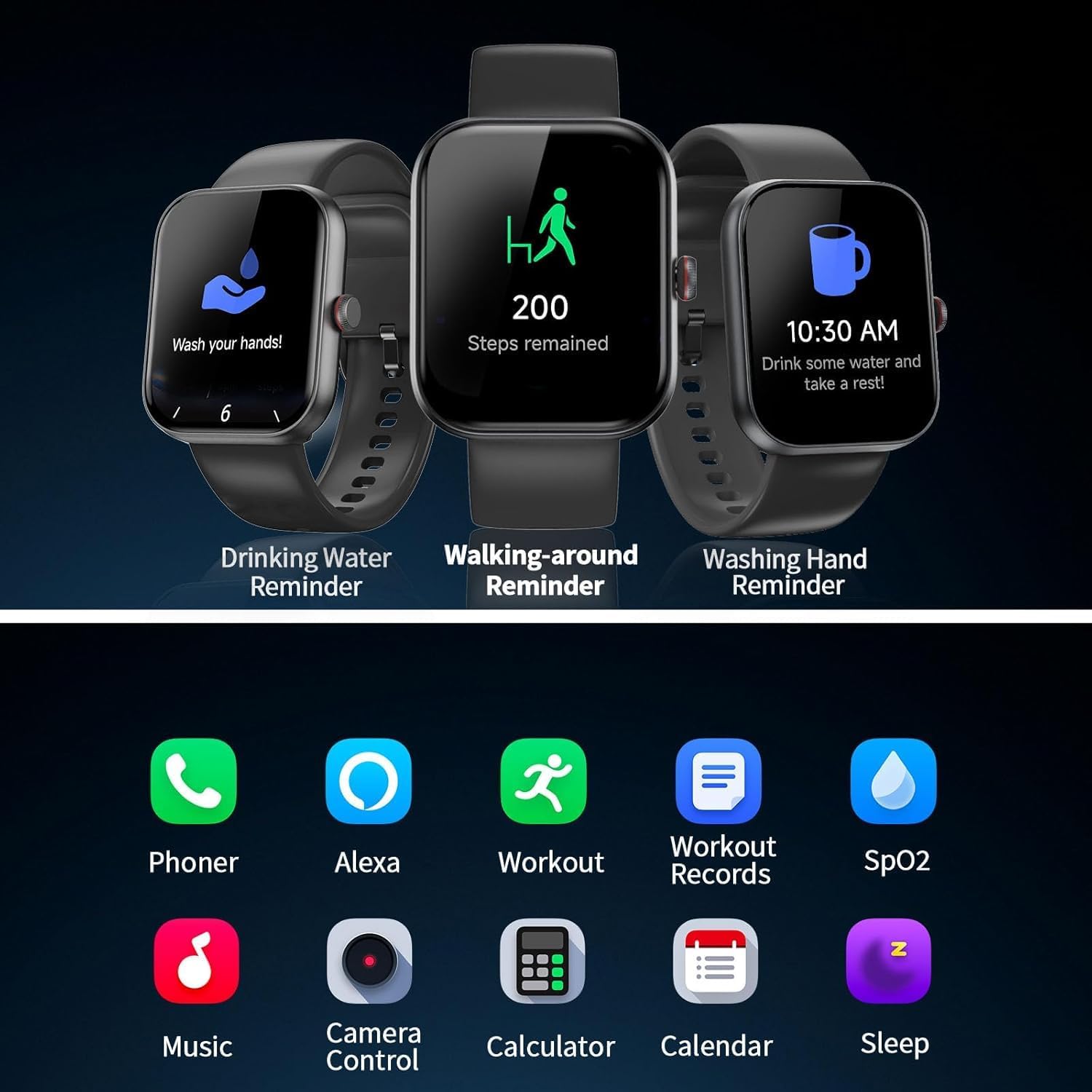 Smartwatch Herren Damen 1,91 Zoll HD Fitnessuhr mit Alexa & Telefonfunktion, 100+ Sportmodi Smartwatch, Herzfrequenzmesser/Schlafmonitor/Schrittzähler Sportuhr, IP68 Wasserdichter Fitness-Tracker für – Bild 8