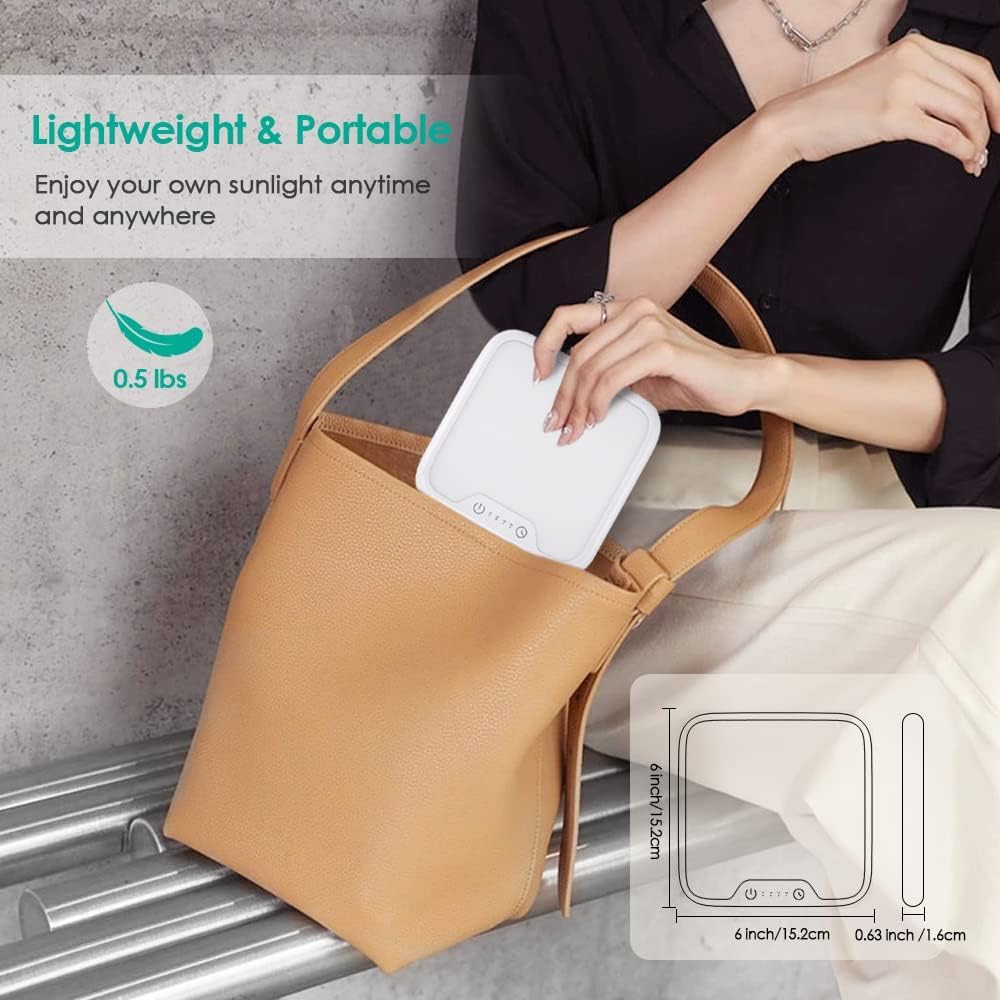 VTHW Tageslichtlampe, 10000 Lux Lampe mit Memory-Funktion, 4 Timer, UV-freie Sonnenlichtlampe mit Touch-Steuerung, stufenloses Dimmen, faltbare Halterung, für Zuhause/Büro (Energieklasse E) – Bild 7