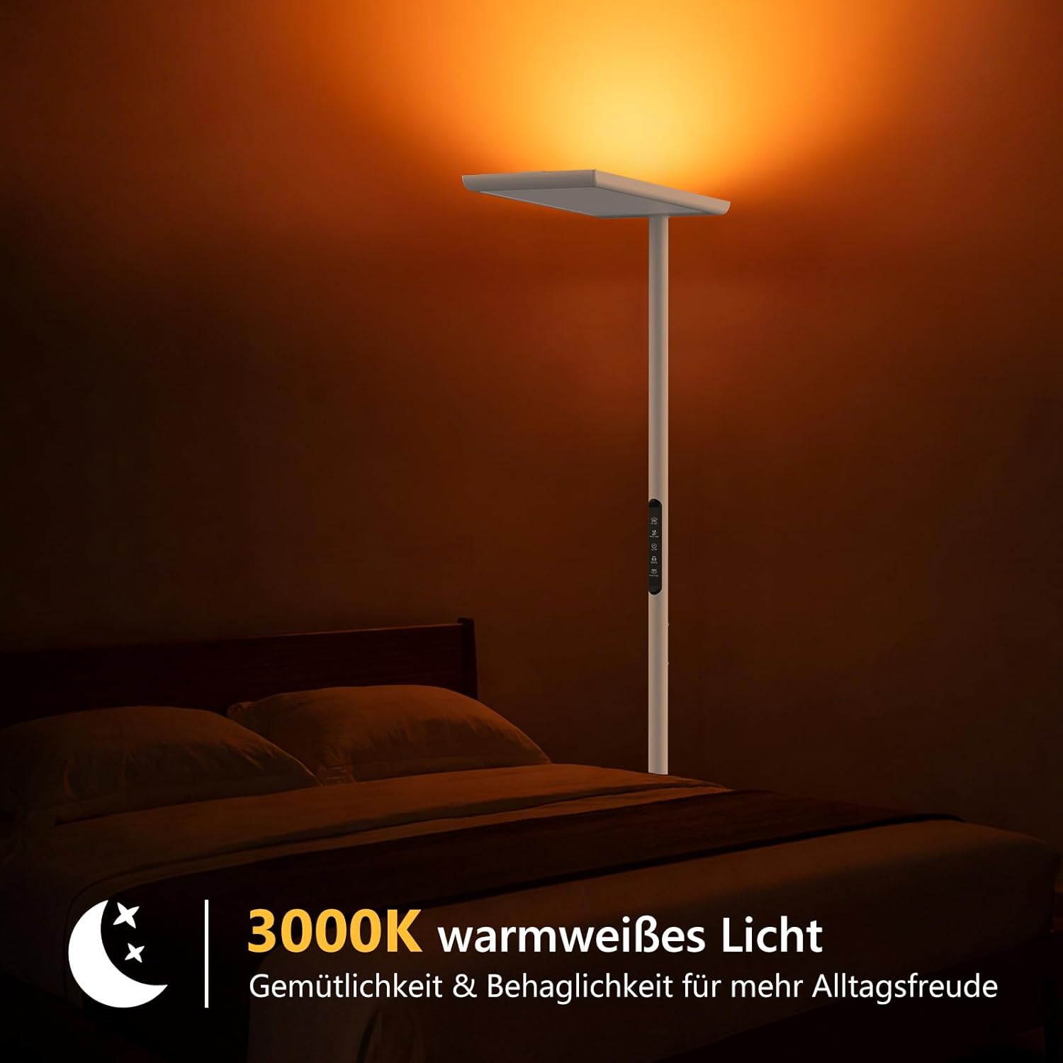 LES FLEURS LED-Büro-Stehleuchte, 196 cm Vollspektrum-Leseleuchte mit Augenschutz, 100 W dimmbare Stehleuchte mit 10100 lm Tageslichtlampe für Wohnzimmer, Schlafzimmer, Arbeitszimmer und Büro – Bild 7