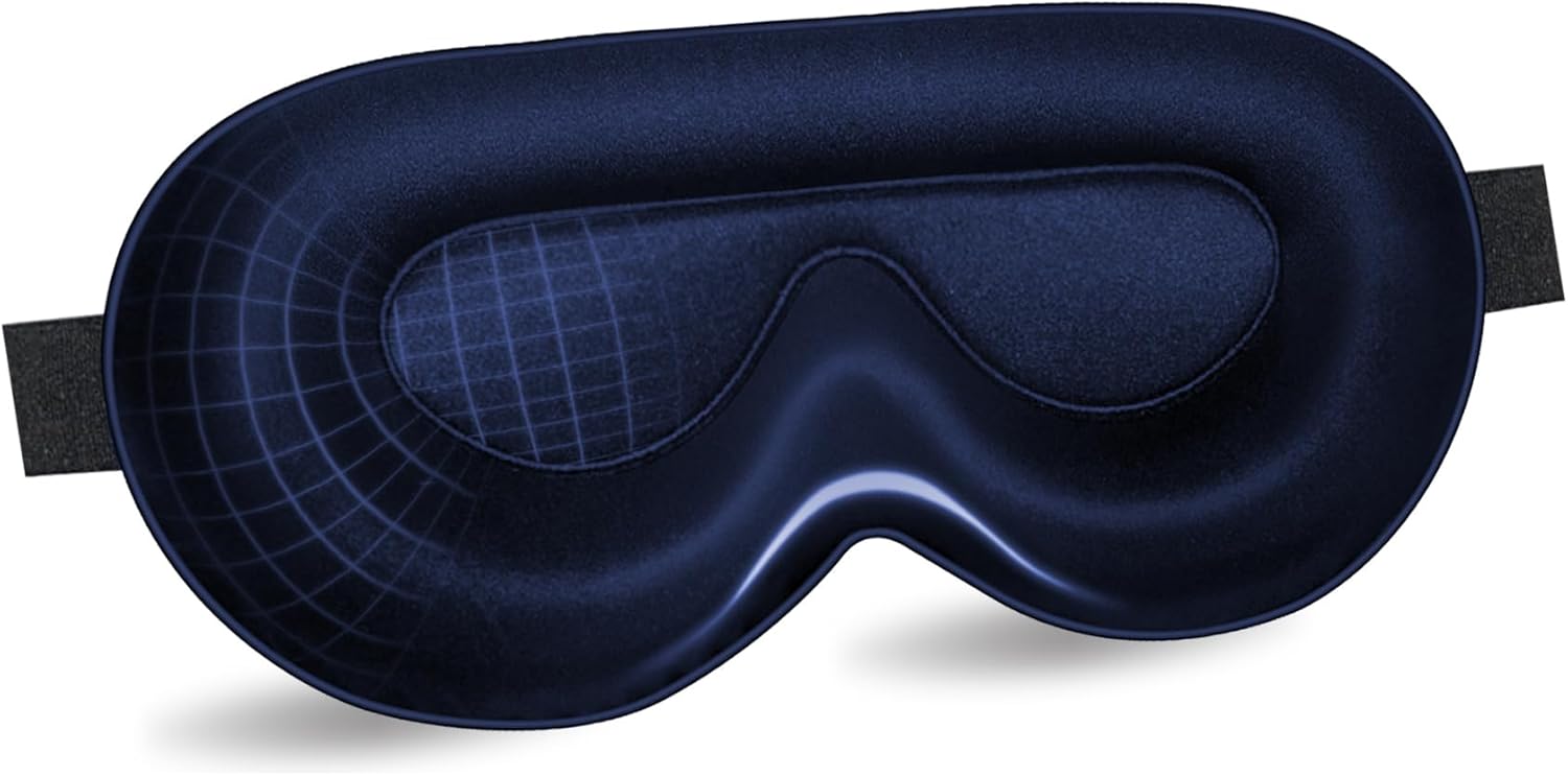 townsslik 3D-Schlafaugenmaske, doppelseitig, 19 mm, luxuriöse Maulbeerseide, keine Beeinträchtigung der Wimpern, angenehm für die Augen, verstellbarer Schultergurt, schöne Geschenke, Marineblau – Bild 2