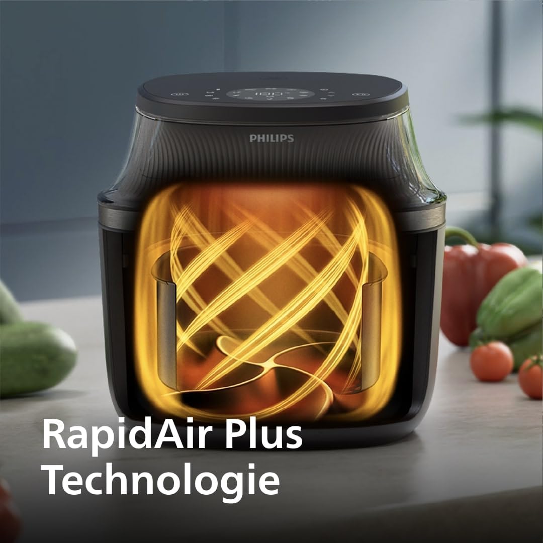 Philips Airfryer 3000 Series Heißluftfritteuse mit 4,2 l, Sichtfenster, 16 Garmethoden, RapidAir Plus-Technologie, Fettentfernung, HomeID-Rezept-App, mühelose Reinigung (NA320/00) – Bild 5