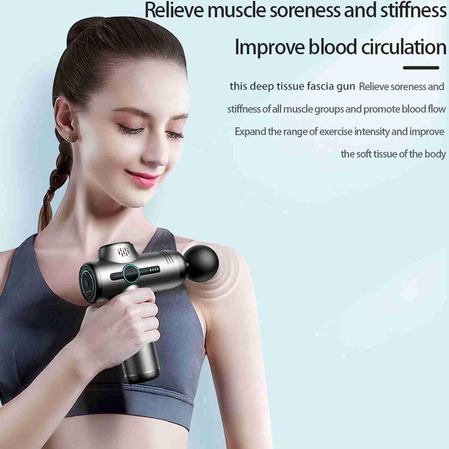 Mini-Massagepistole, elektrisches Massagegerät für Nacken und Schulter, Tiefengewebe-Muskelmassagepistole für Sportler, extrem leise 3200 U/min, 6 Stufen und 6 Köpfe, wiederaufladbar über USB-C (grün) – Bild 7