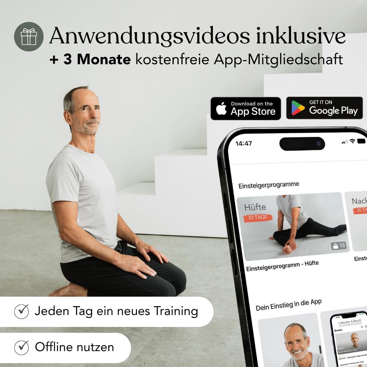 Liebscher & Bracht FAYO Faszienrolle mit kreisförmiger Rille, Faszienball für Yoga, Training und Selbstmassage – Bild 2