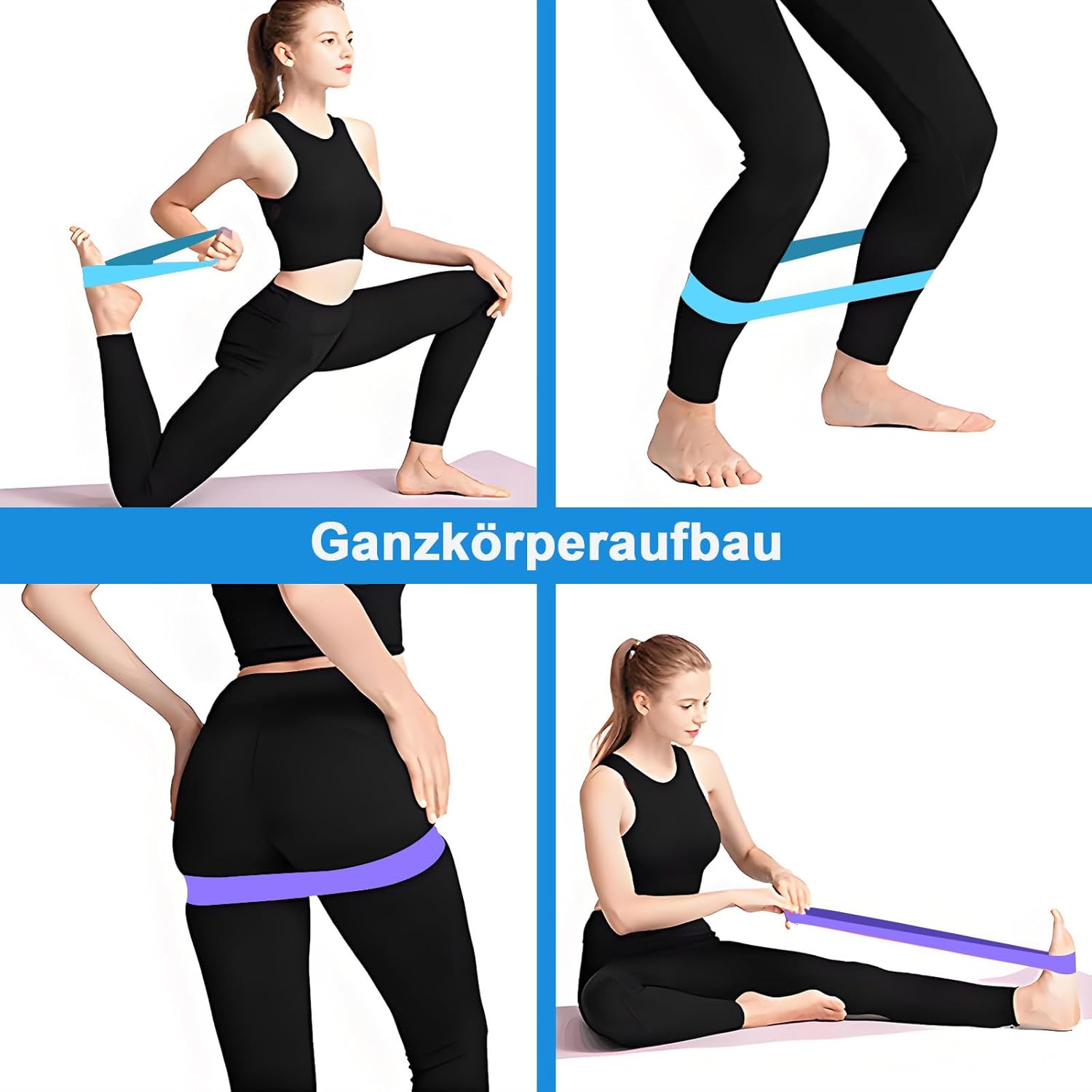 SURFOU Fitnessbänder Set mit 5 verschiedenen Stärken, hautfreundlich, Terrabänder für Krafttraining, mit Tragebeutel, Widerstandsbänder für Muskelaufbau, Pilates, Yoga und Reha-Training – Bild 6