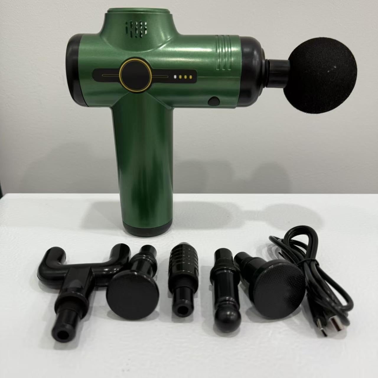 Mini-Massagepistole, elektrisches Massagegerät für Nacken und Schulter, Tiefengewebe-Muskelmassagepistole für Sportler, extrem leise 3200 U/min, 6 Stufen und 6 Köpfe, wiederaufladbar über USB-C (grün) – Bild 2