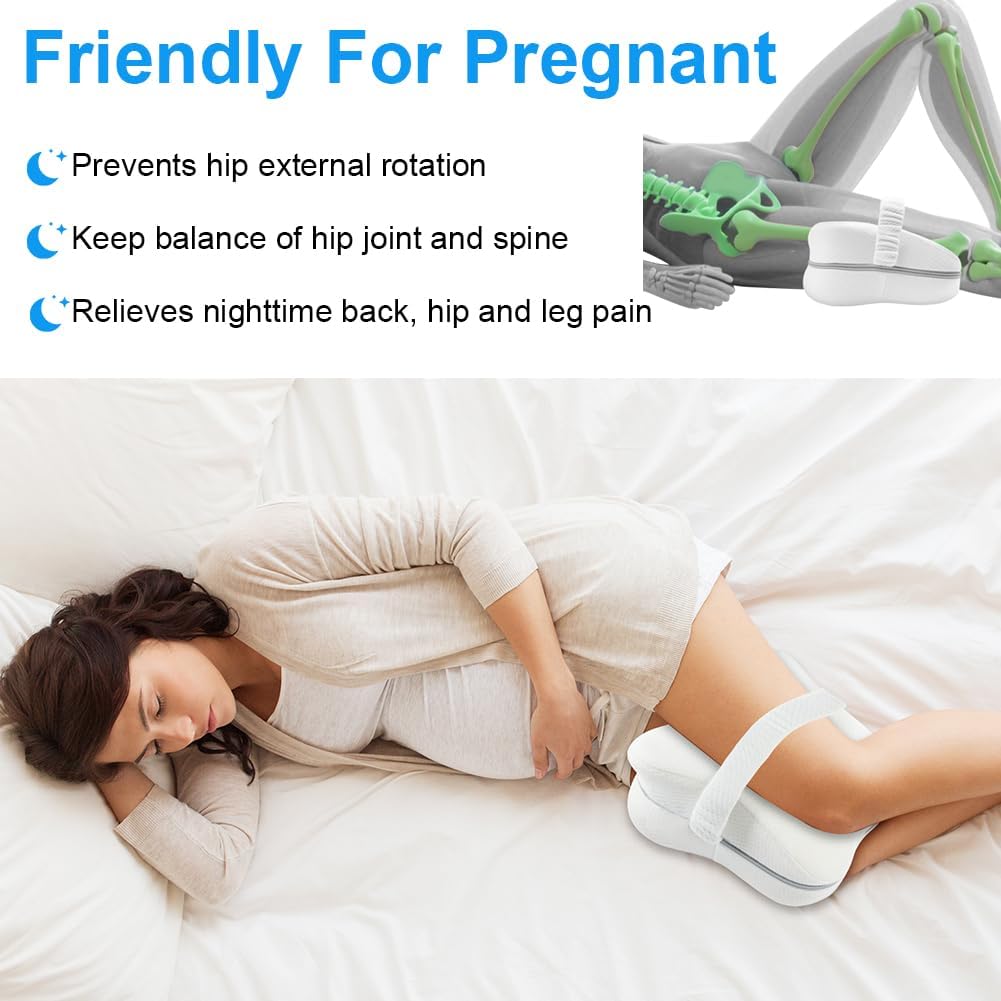 Ainiv Kniekissen, ergonomisches Seitenschläferkissen, Memory-Schaum-Kniekissen, orthopädisches Beinkissen zur Unterstützung von Beinen, Knien, Hüften, Rücken und Schwangerschaft, abnehmbar und waschbar – Bild 6