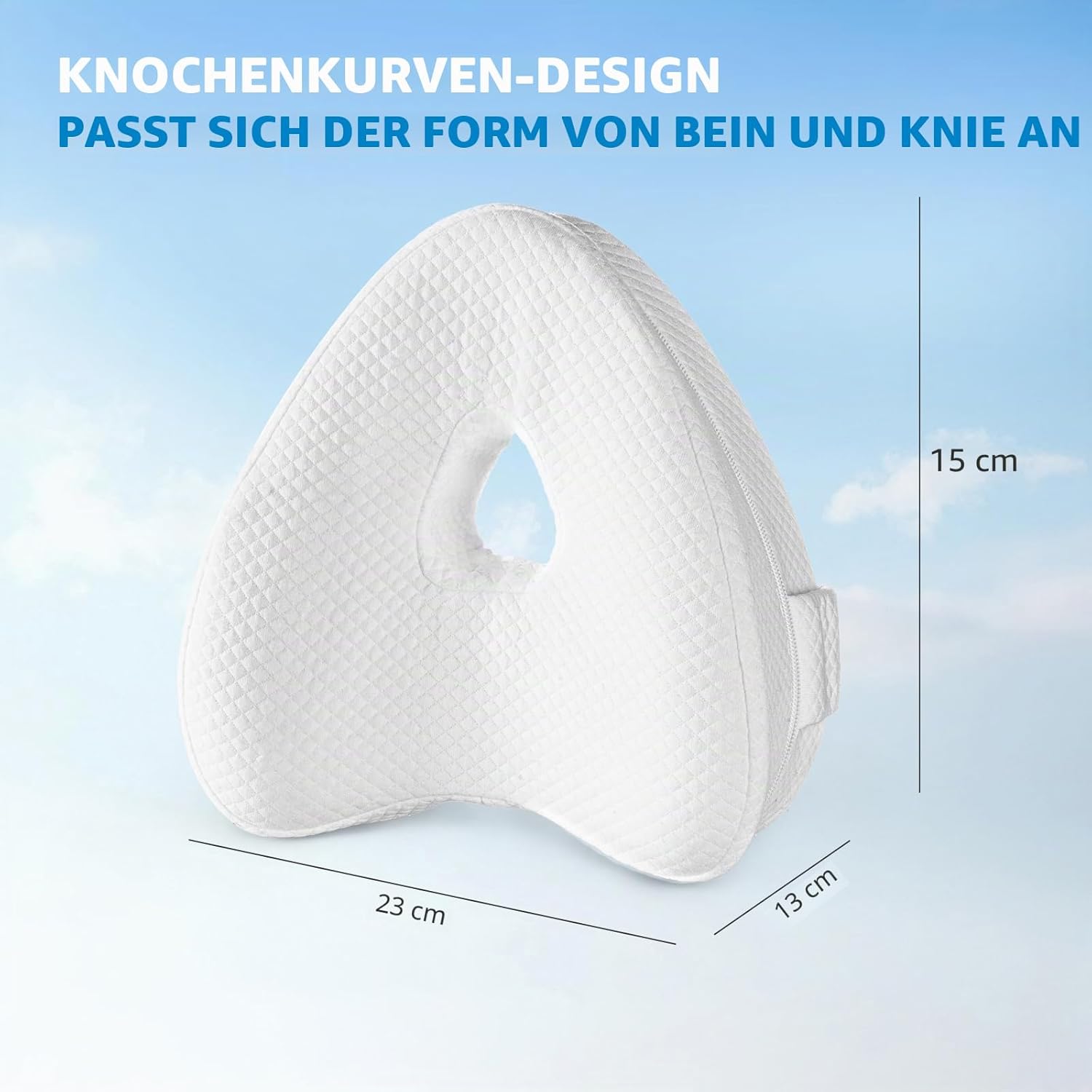 Kniekissen, Memory Foam Beinkissen zum Schlafen auf der Seite mit waschbarem Kissenbezug und Kniekissen zur Linderung von Hüft- und Ischiasschmerzen,Stütze für den unteren Rücken,Knie–Grau – Bild 6