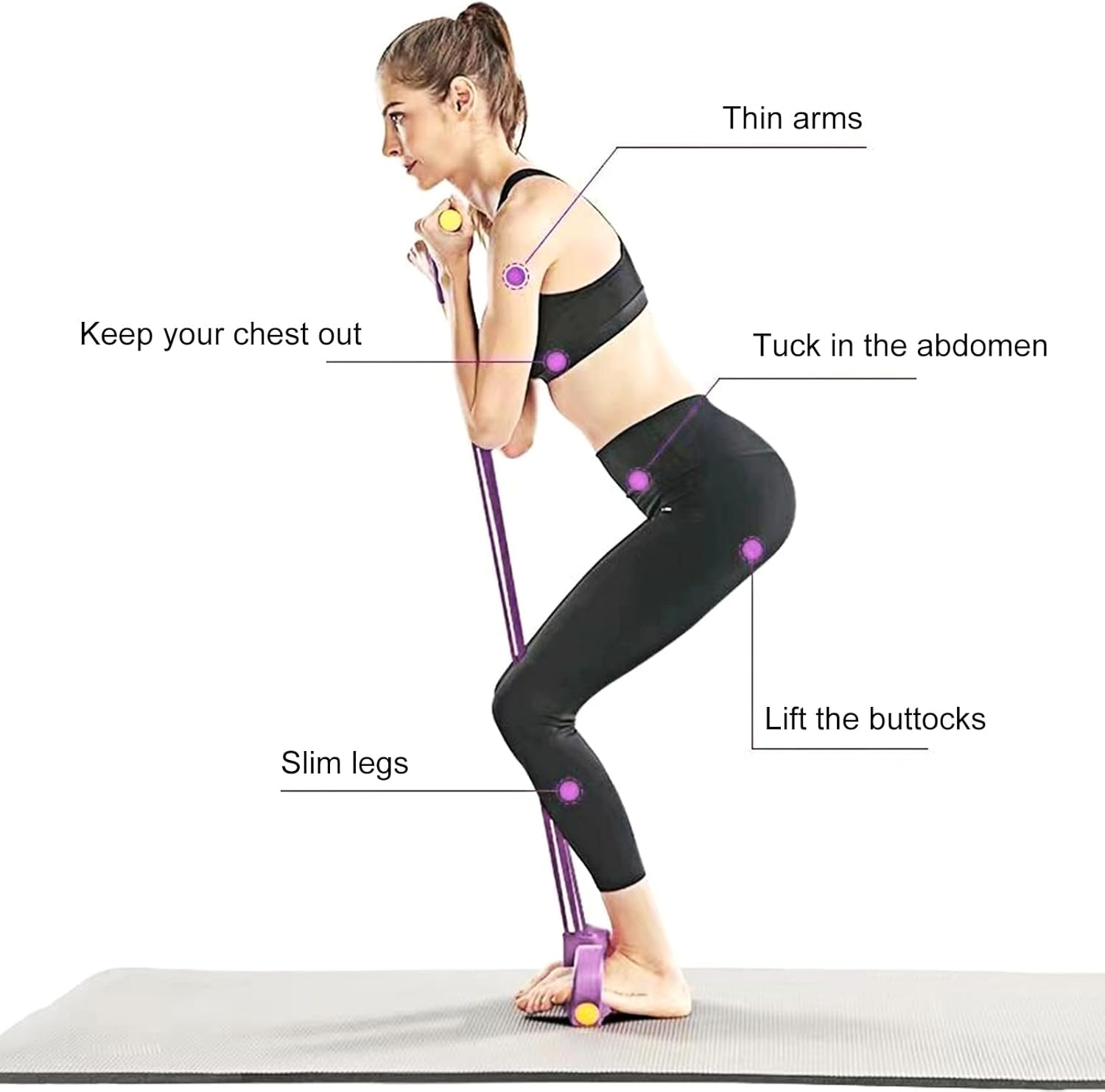 6 Tube Fitnessbänder mit Pedal – Elastischer Bauchtrainer für Zuhause, Workout-Band für Ganzkörperübungen & Krafttraining – Bild 7