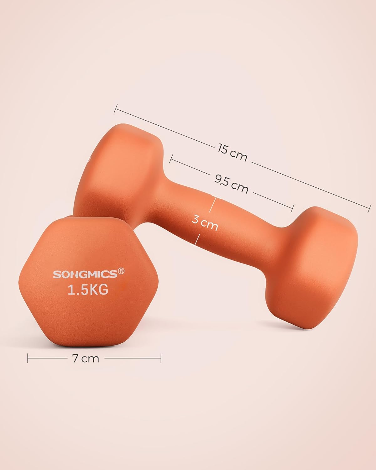 SONGMICS Kurzhanteln 2er-Set, sechseckig, Neopren-Beschichtung, Krafttraining, Workout, Fitness, Training zu Hause – Bild 5