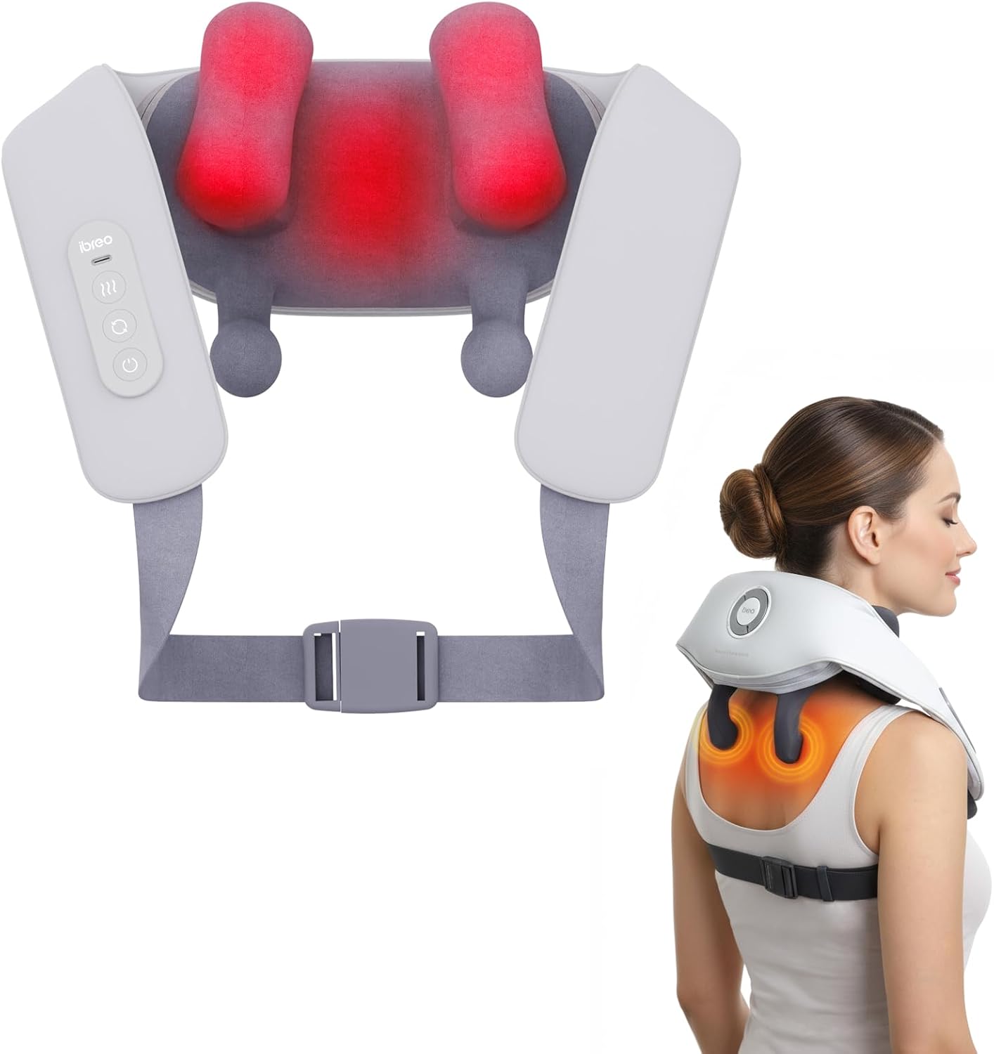 Kabelloses elektrisches Nackenmassagegerät mit Wärme, einstellbarer Abstand | Shiatsu-Massage, 3D-Tiefengewebeknetung, wiederaufladbar und mehrere Modelle zur Schmerzlinderung