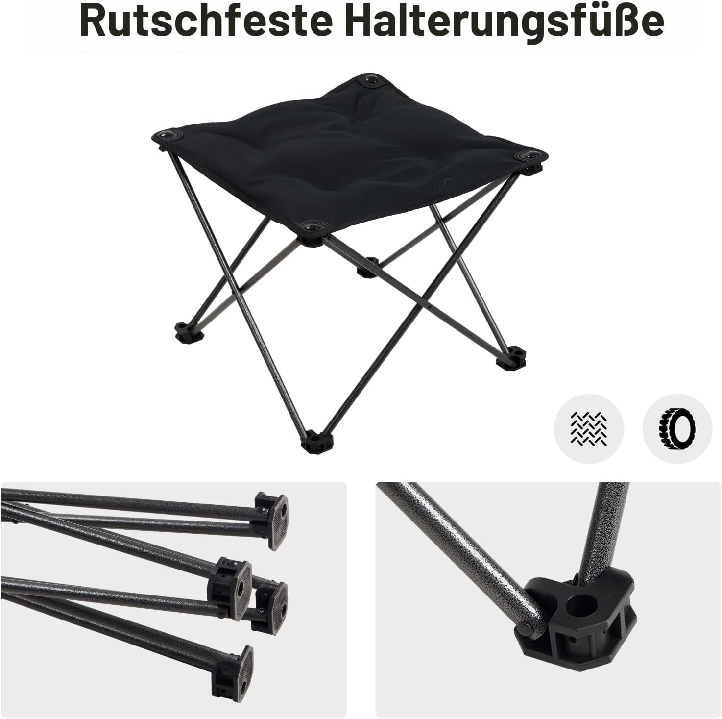 TIMBER RIDGE Klapphocker, Camping-Fußhocker, Höhe von 46 cm, Campinghocker, gepolstert, leicht, tragbar, als Fußstütze für Camping, Garten, Strand, 48 x 48 x 46 cm, maximale Belastung 80 kg – Bild 4