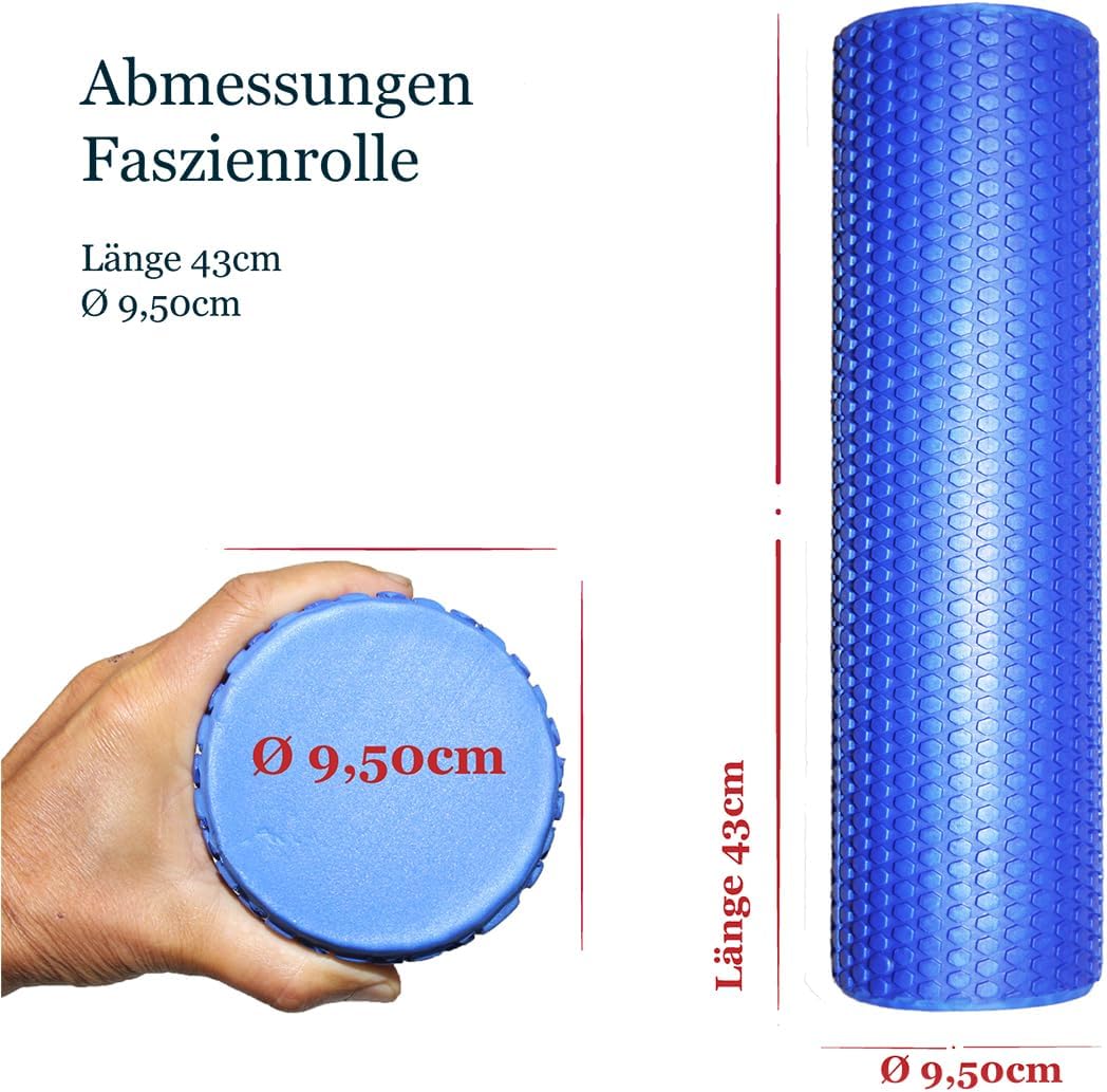 Mittlere Faszienrolle für Rücken, Wirbelsäulenmassage, Rückendehner, Durchmesser 9,5 cm x 43 cm (Ozeanblau), Yoga, Pilates, Faszienschaumrolle für Nacken- und Rückenschmerzen, Triggerpunktbehandlung – Bild 7