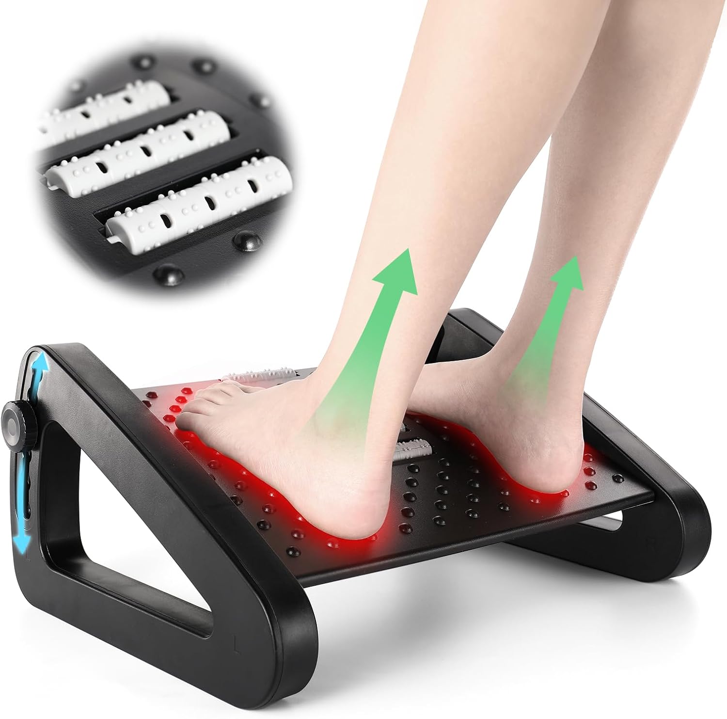 Fußstützen-Schreibtisch, höhenverstellbarer Fußhocker, ergonomische Fußstütze, rutschfeste Fußstütze mit Massagefunktion, Linderung von Bein-, Knie- und Rückenschmerzen, ideal für Zuhause, Büro und Reisen – Bild 7