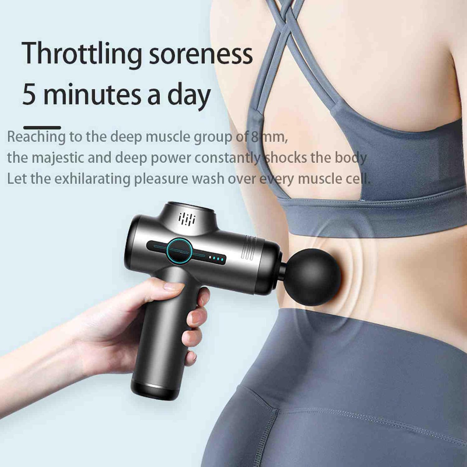 Mini-Massagepistole, elektrisches Massagegerät für Nacken und Schulter, Tiefengewebe-Muskelmassagepistole für Sportler, extrem leise 3200 U/min, 6 Stufen und 6 Köpfe, wiederaufladbar über USB-C (grün) – Bild 6