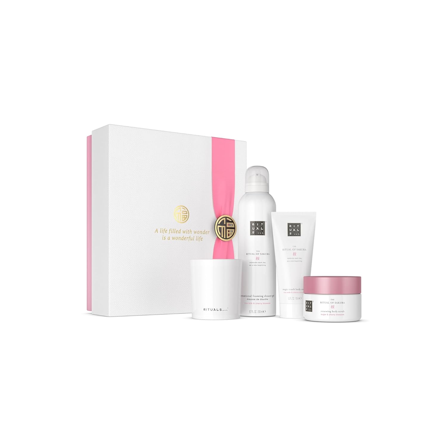 RITUALS The Ritual of Sakura Medium Geschenkset, Haut-, Bade- und Körperprodukte, einschließlich Kerze, angereichert mit Kirschblüten und Reismilch. Ein perfektes Geschenk für Weihnachten