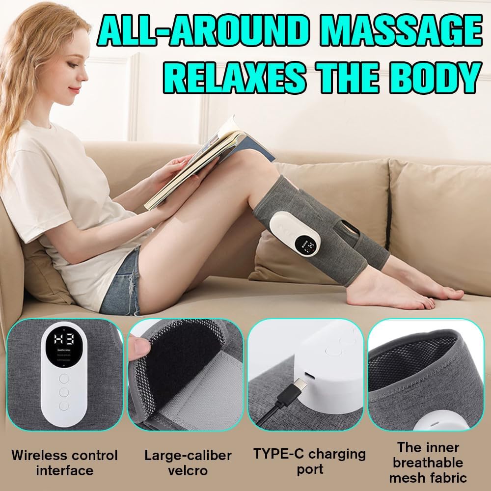 2er-Pack kabelloses Beinmassagegerät, Wadenmassagegerät mit Wärme und Kompression, 3 Modi und 3 Wärmeeinstellungen, 20-minütige zeitgesteuerte Massage zur Entspannung der Bein- und Wadenmuskulatur – Bild 4