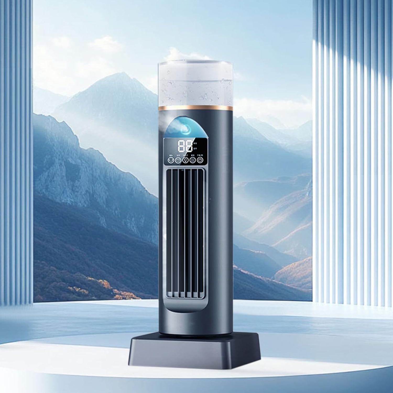 Turmventilator Luftkühler, leise, Luftbefeuchter, 230 ml, 2,5 Stunden, Verdunstungs-Air Cooler, Fernbedienung zum Einstellen der Lüftergeschwindigkeit, und Timer, automatisch – Bild 8