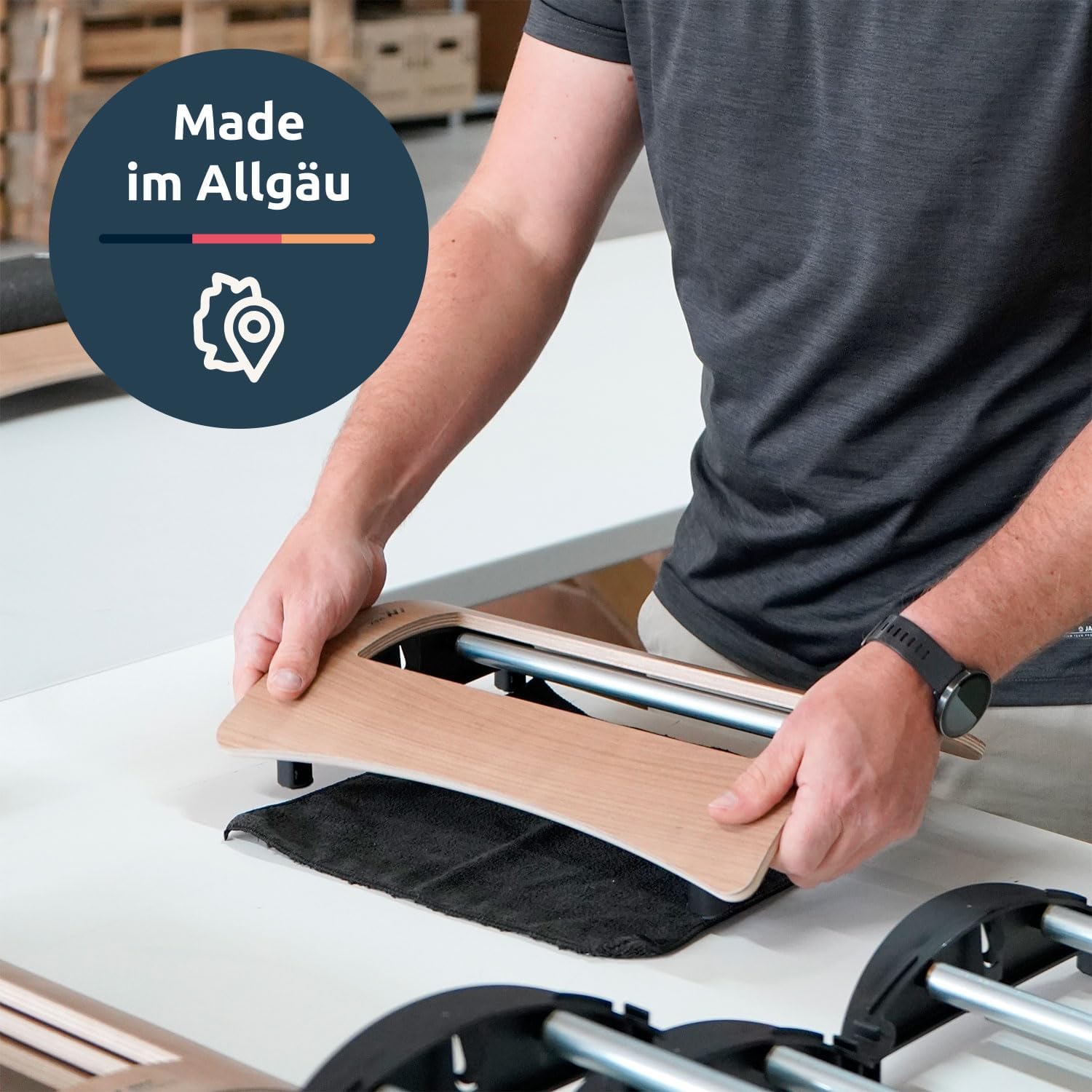 MaxFitness – Faszienrollen-Set mit Wandhalterung Performance – inklusive LeanBoard & PickUp – 2 Schaumstoffrollen gegen Schmerzen (Rollenhalter Anthrazit/Wandhalterung weiß, Faszien-Set Performance) – Bild 7