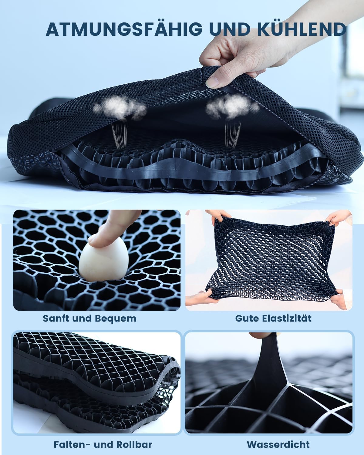 Gelkissen Sitzkissen Wabenstruktur Ergonomischer Bürostuhl Schreibtischstuhl Rollstuhl Autostuhl Softsitter Gel Sitzkissen Sitzerhöhung Stuhl – Bild 2