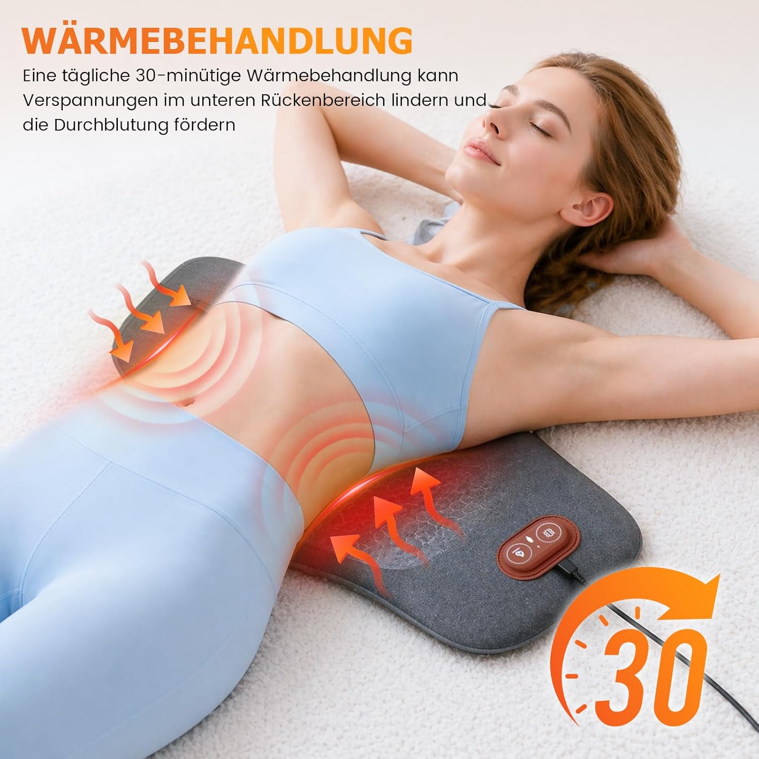 Massagegerät für den Rücken, elektrisches Lendenkissen mit Wärme- und Vibrationsmassage, Rückenmassagegerät, 3 Massagetechniken, 3 Temperatureinstellungen, Traktionsgerät zur Lendenwirbelstütze, Geschenk – Bild 7