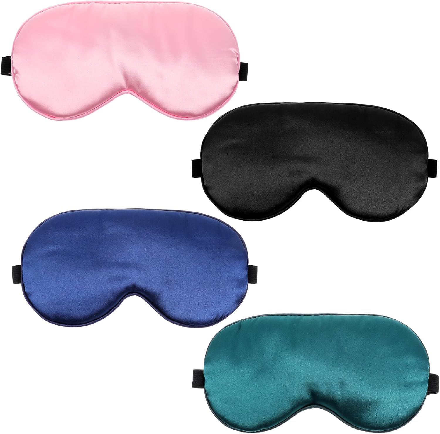 4 Stück Schlafaugenmasken für Männer und Frauen, Schlafmaske aus Seide, verstellbare Augenmaske mit elastischem Band, lichtblockierende Schlafaugenmaske, weiche, atmungsaktive Schlafmaske für Yoga, Reisen, Nickerchen – Bild 8