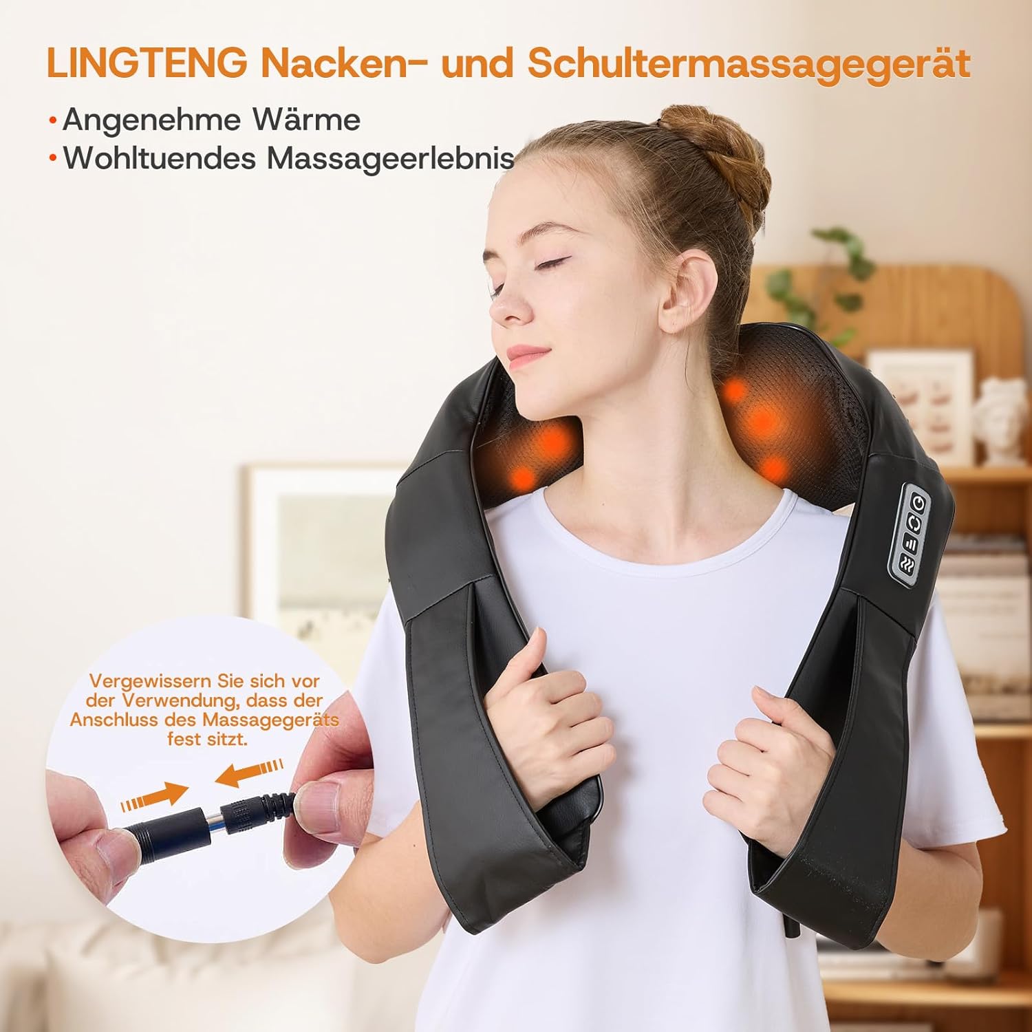 LAOBEN Deep Tissue Shiatsu Nackenmassagegerät mit Thermostatfunktion, elektrisches Massagegerät für Nacken, Schulter, Rücken, Muskeln, Schmerzlinderung zu Hause, im Büro und im Auto – Bild 2