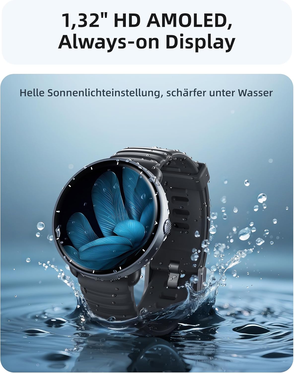 Parsonver Smartwatch Herren Damen, integriertes GPS, 5 ATM wasserdichte Schwimmuhr für Pool/offene Gewässer, Fitnessuhr mit AMOLED-Display, 100+ Sportmodi, Herzfrequenz, Schlafen (Schwarz, 42 mm) – Bild 4