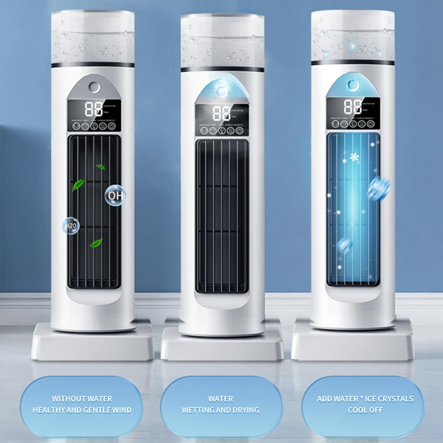 Klimaanlagenventilator, Kühlventilatoren, die kalte Luft blasen, Raumkühler, coole Gadgets, flügelloser, leiser Verdunstungsbefeuchter mit Timer und Fernbedienung für Schlafzimmer, Büro – Bild 7