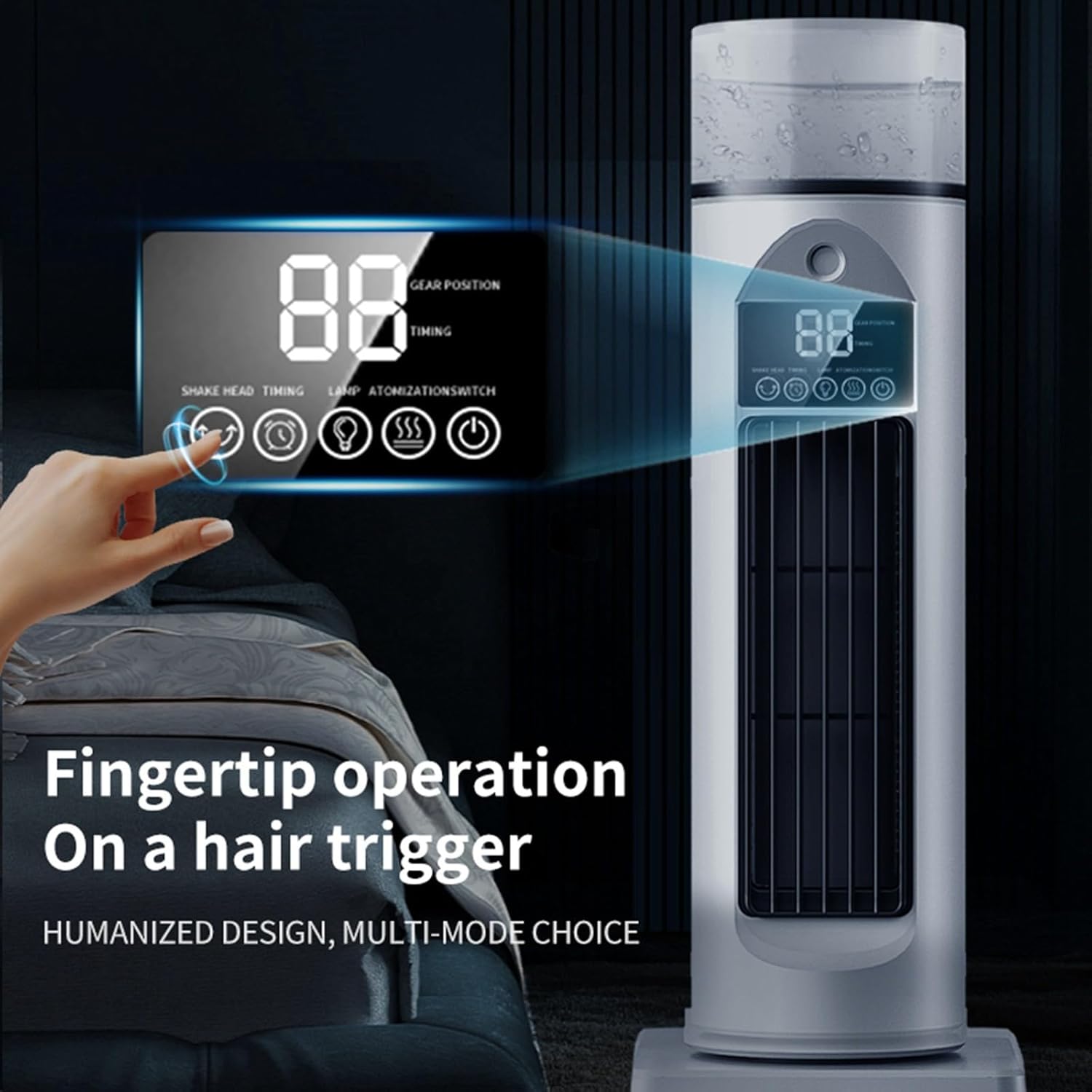 Klimaanlagenventilator, Kühlventilatoren, die kalte Luft blasen, Raumkühler, coole Gadgets, flügelloser, leiser Verdunstungsbefeuchter mit Timer und Fernbedienung für Schlafzimmer, Büro – Bild 6