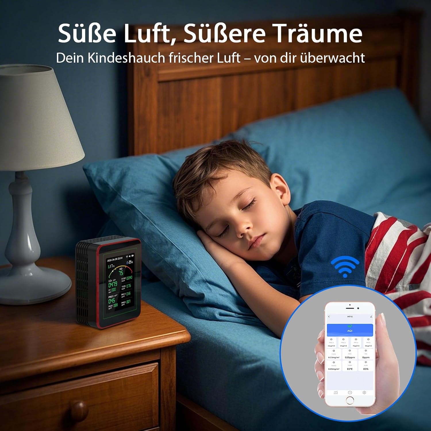 Professionelles 15-in-1-Luftqualitätsmessgerät mit App – CO₂-Messgerät/CO₂-Sensor, PM2,5/PM10-Feinstaubmessgerät, VOC-Messgerät, Luftqualitätsmonitor mit Dual-Chip und Echtzeit-AQI-Warnungen – Bild 4